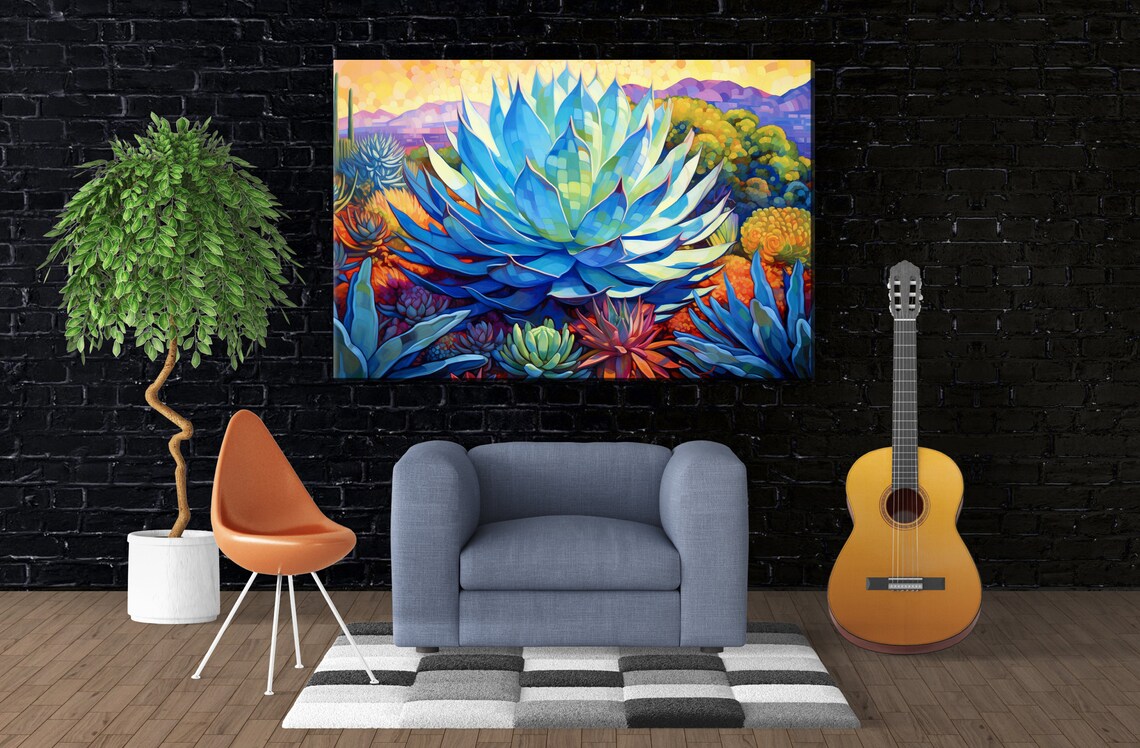 Blue Agave Southwest Botanical Art Print for Home - Image 3