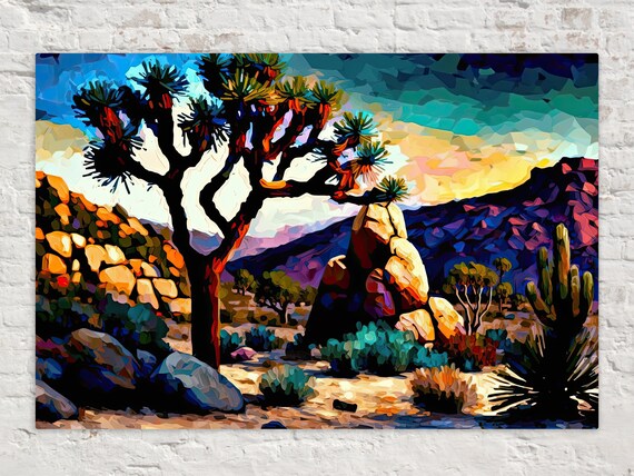 Desert Landscape Joshua Tree Wall Art Painting Southwestern Scenery Giclee Art Print