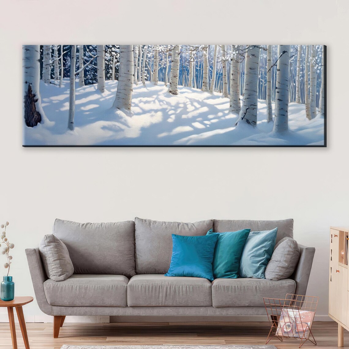 Snowy Aspen Tree Forest Winter Wall Art Print - Image 4