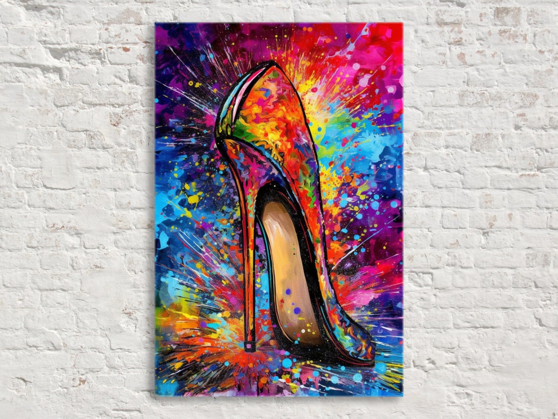 Rainbow Stiletto High Heel Shoe Pop Art Splash Colorful Poster