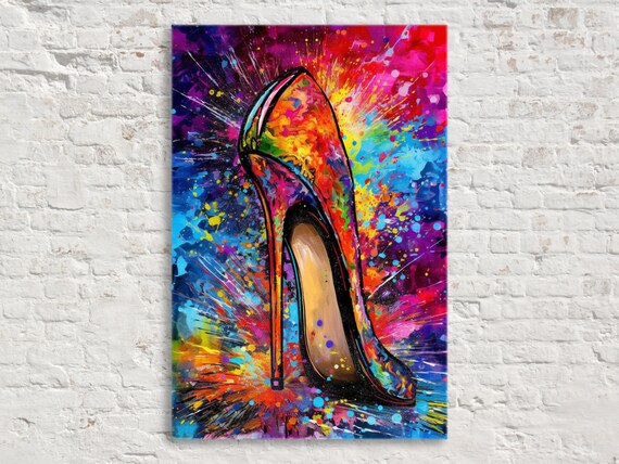 Rainbow Stiletto High Heel Shoe Pop Art Splash Colorful Poster