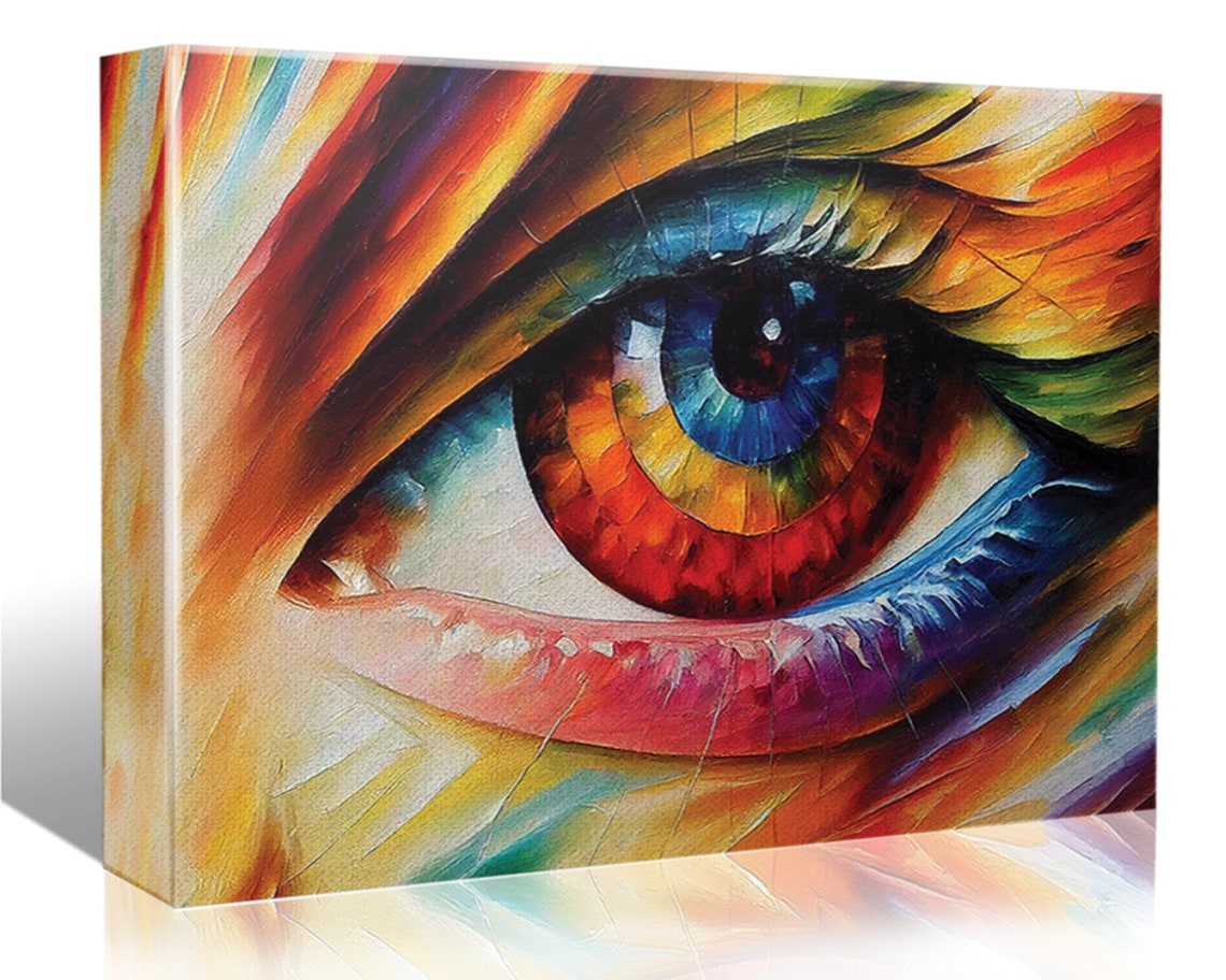 Colorful Eye Close Up Fiery Iris Impasto Abstract Face Art Poster - Image 5