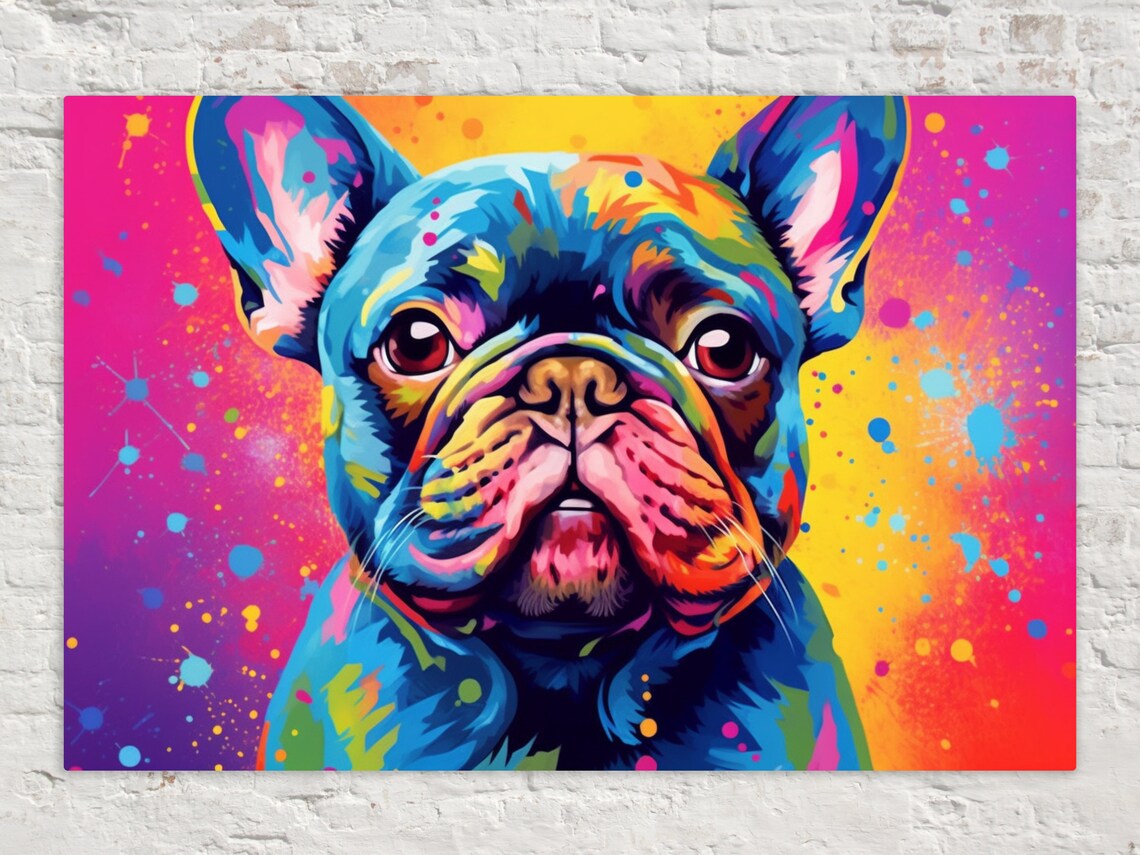 French Bulldog Portrait Art Print, Colorful Frenchie