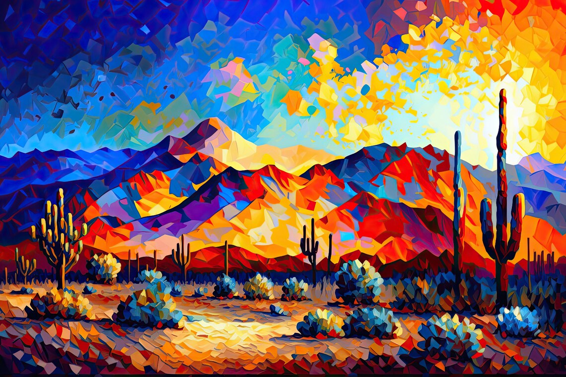 Neon Desert Southwest Landscape, Modern Art Print - Image 5