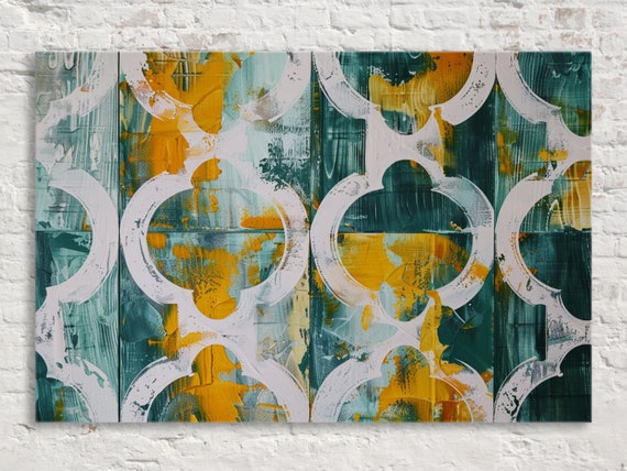 Contemporary Farmhouse Wall Art Yellow Green Wood Texture Gicle Print On Gallery Wrapped Artist Available In Extra Large Sizes