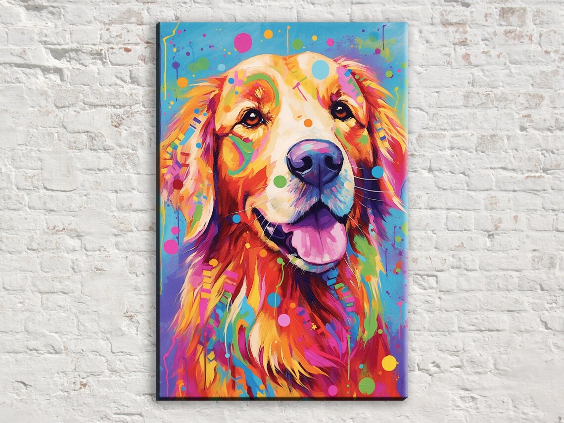 Golden Retriever Pop Art Dog Portrait, Art Print