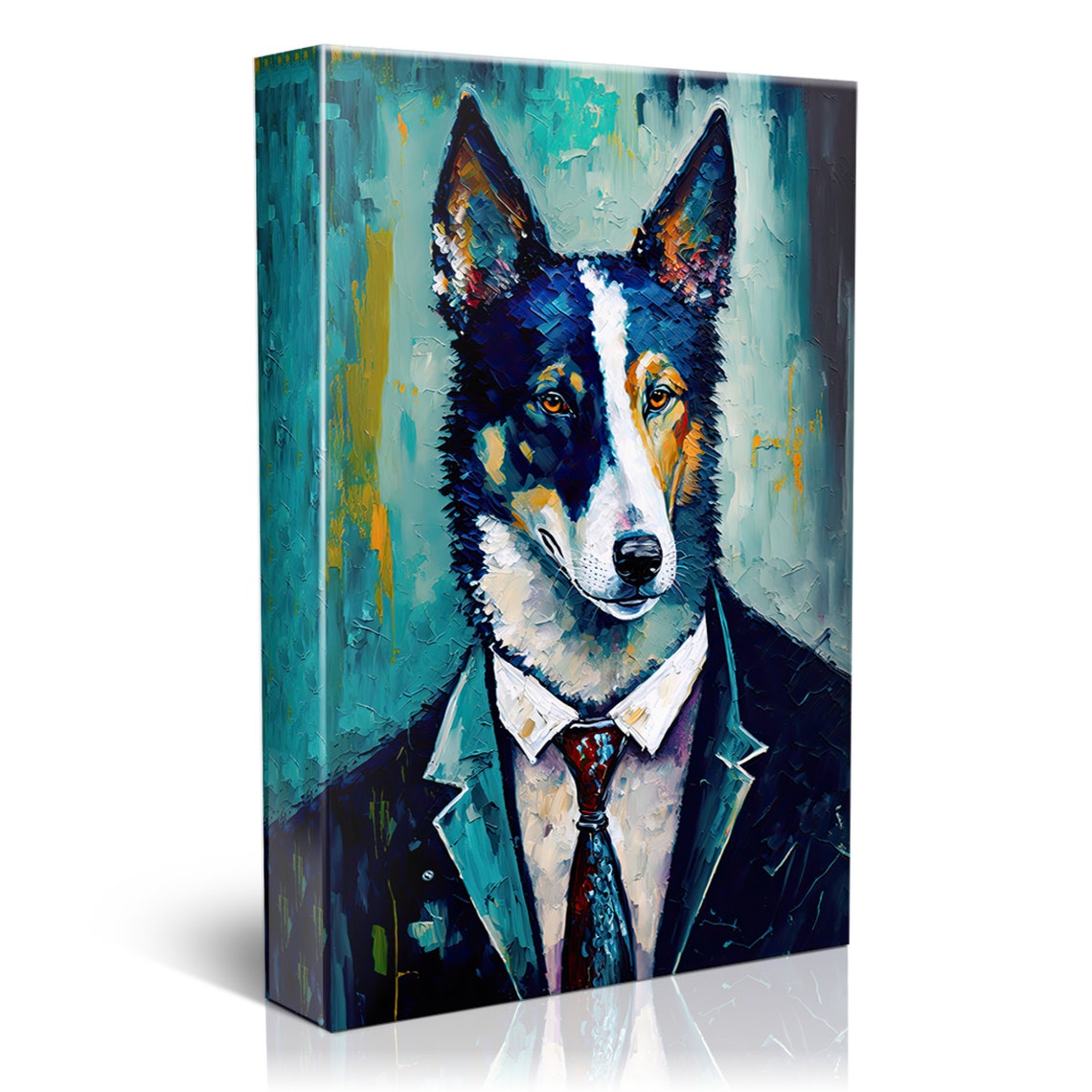 Dapper Dog Wearing Suit Business Portrait Colorful Canine Art Poster - Image 4