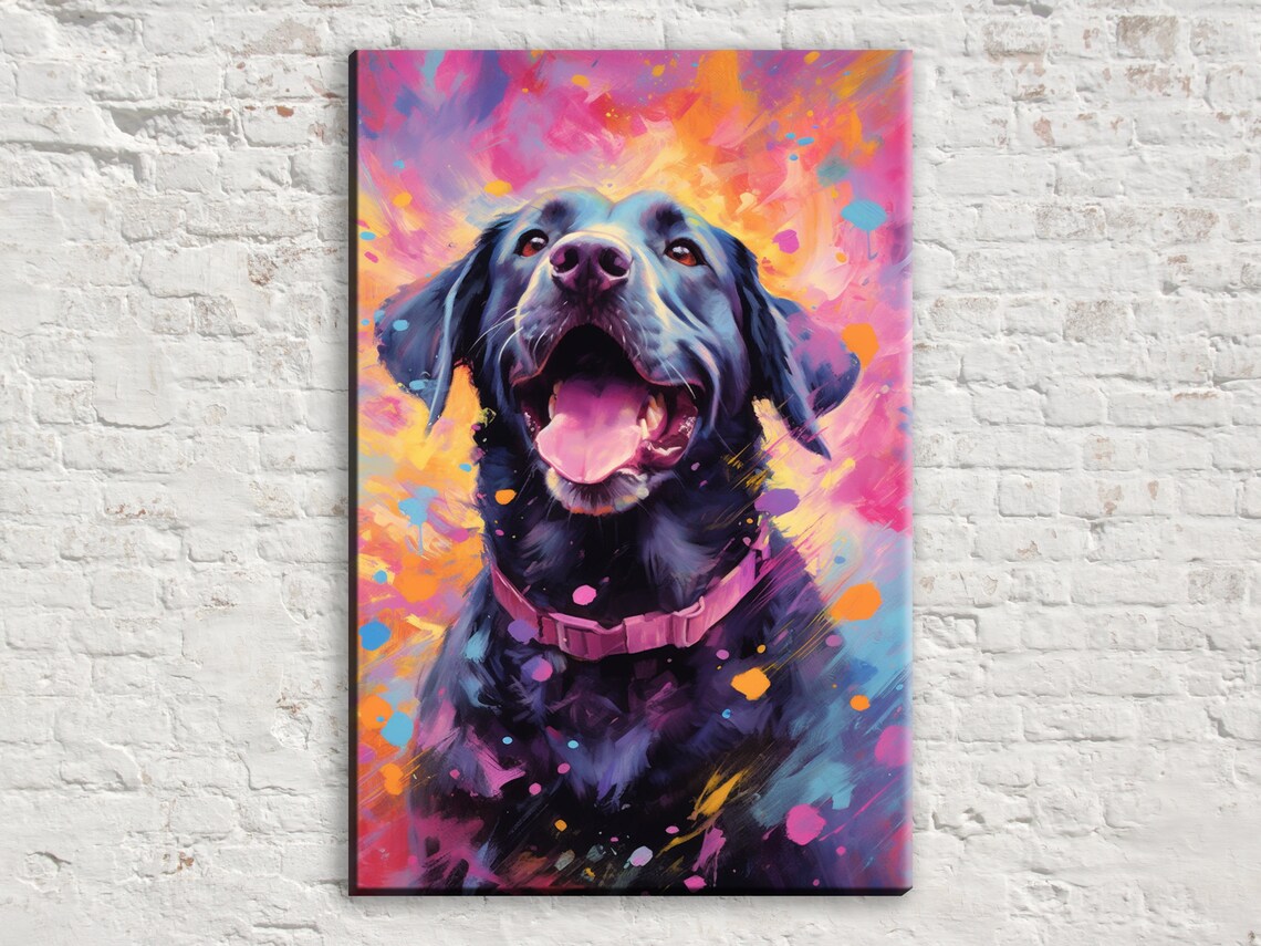 Black Labrador Portrait Painting, Dog Art Print