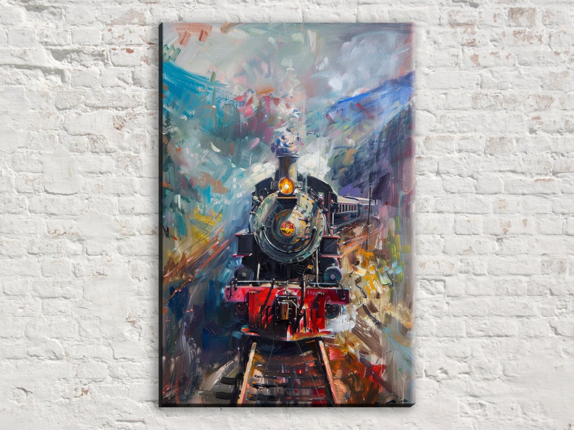 Abstract Steam Locomotive Head On Expressive Brushstroke Art Poster
