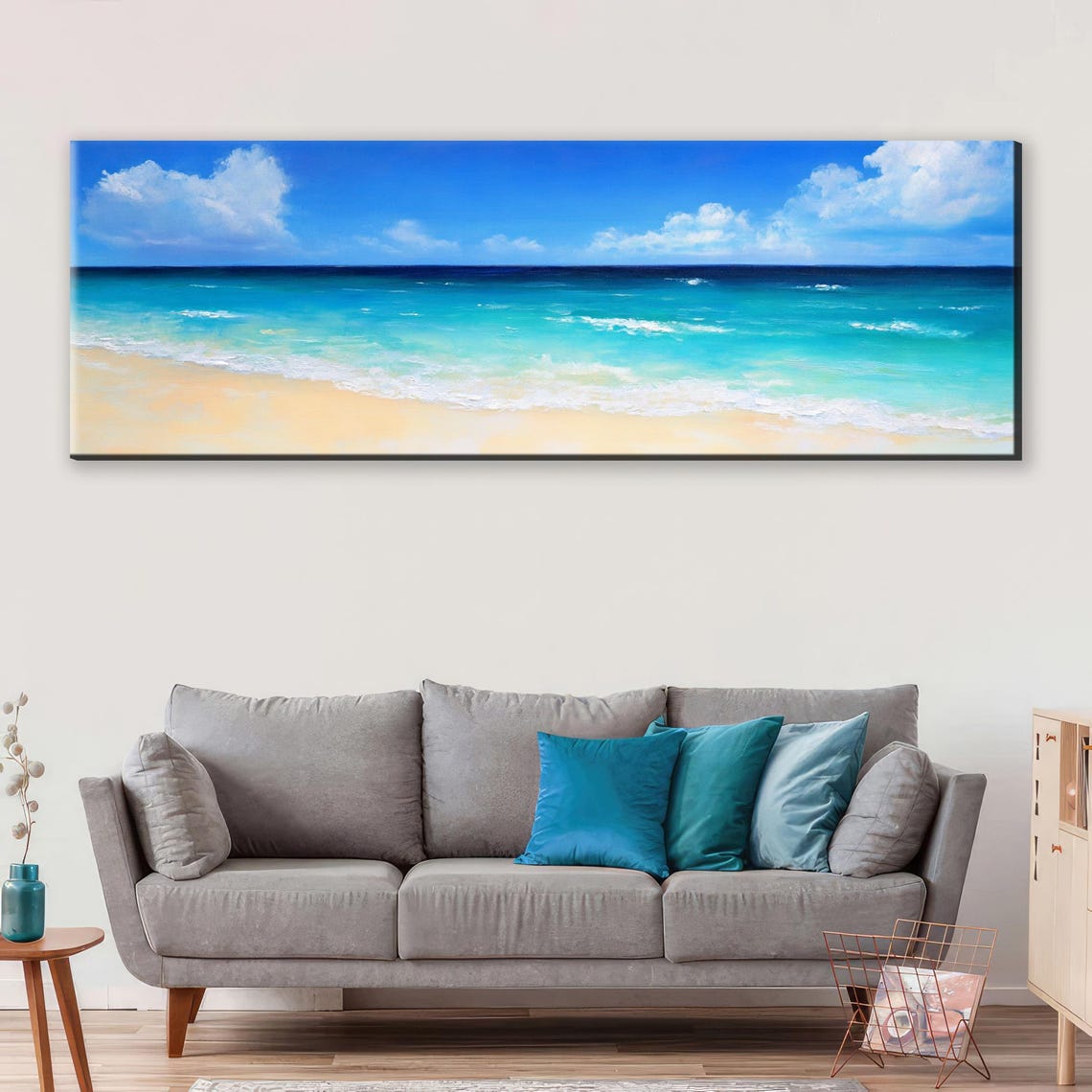 Tropical Beach Turquoise Water White Sand Blue Sky Panoramic Wall Art - Image 4