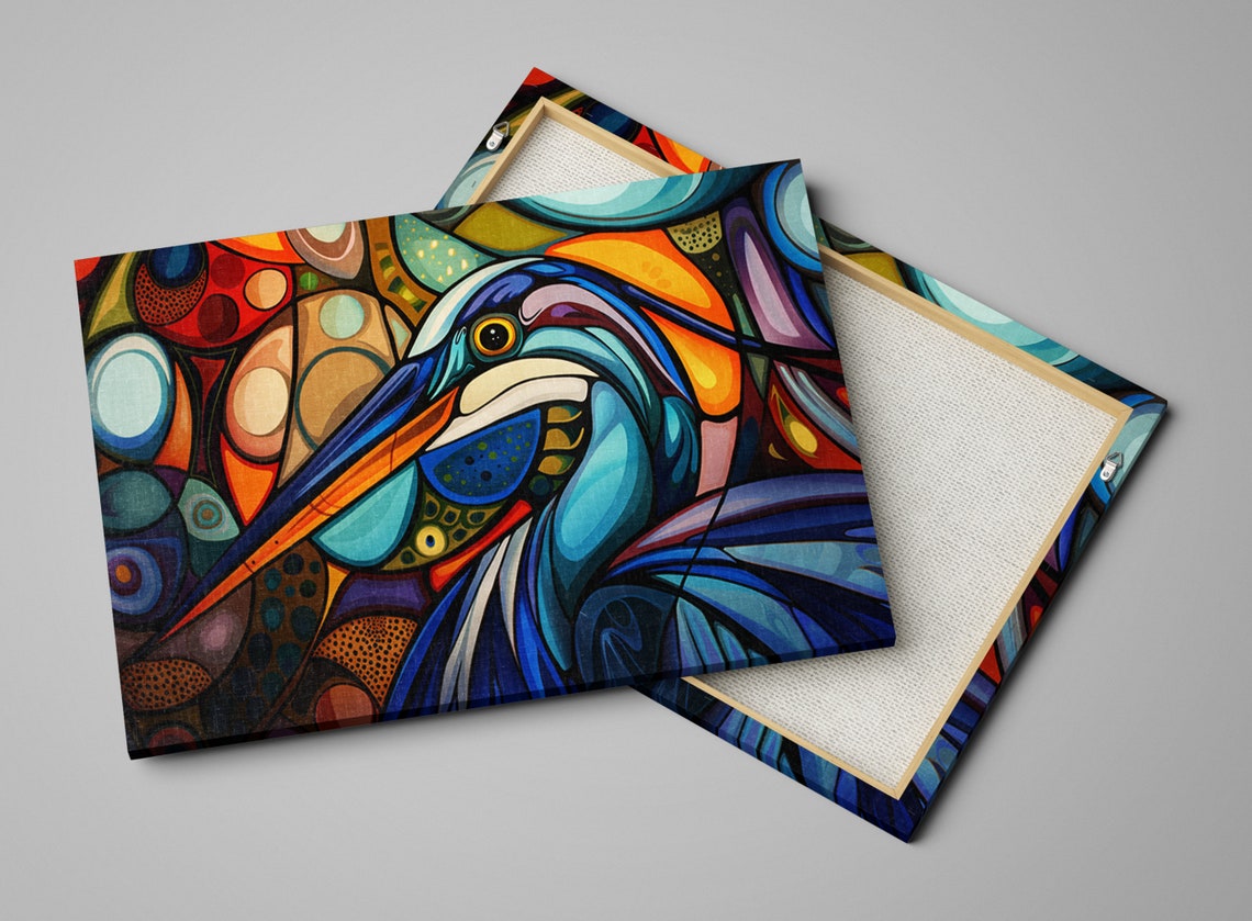Abstract Art Deco Blue Heron Head Bold Geometric Bird Art Poster - Image 4