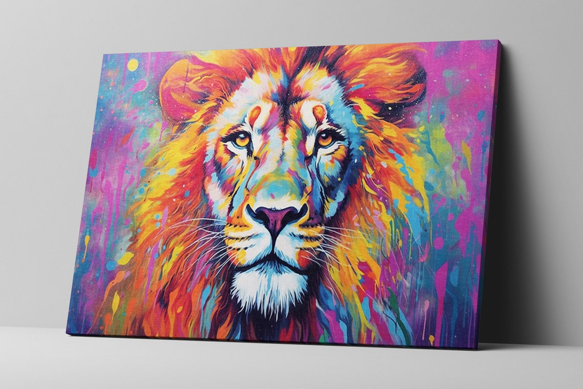 Rainbow Splash Lion Portrait Colorful Wildlife Pop Art Poster - Image 5
