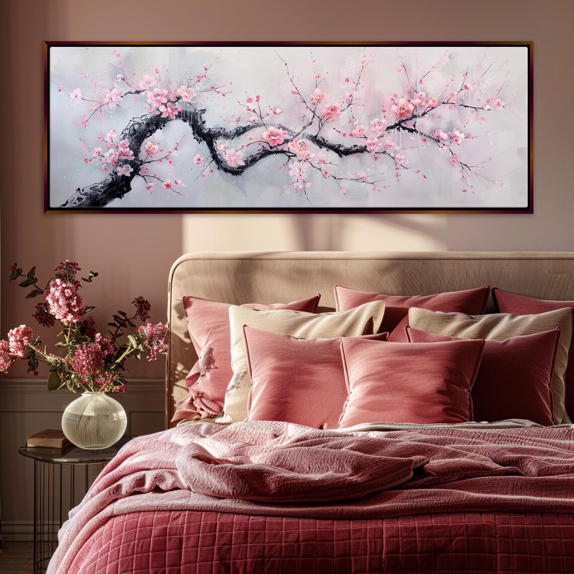 Japanese Cherry Blossom Tree, Nature Landscape Art Print - Image 3