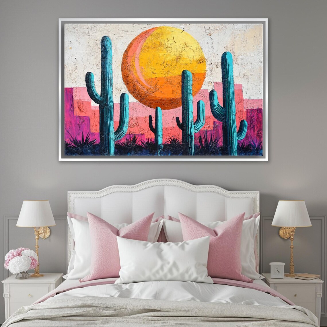 Retro Southwest Cactus Sun Minimalist Art Print - Image 3
