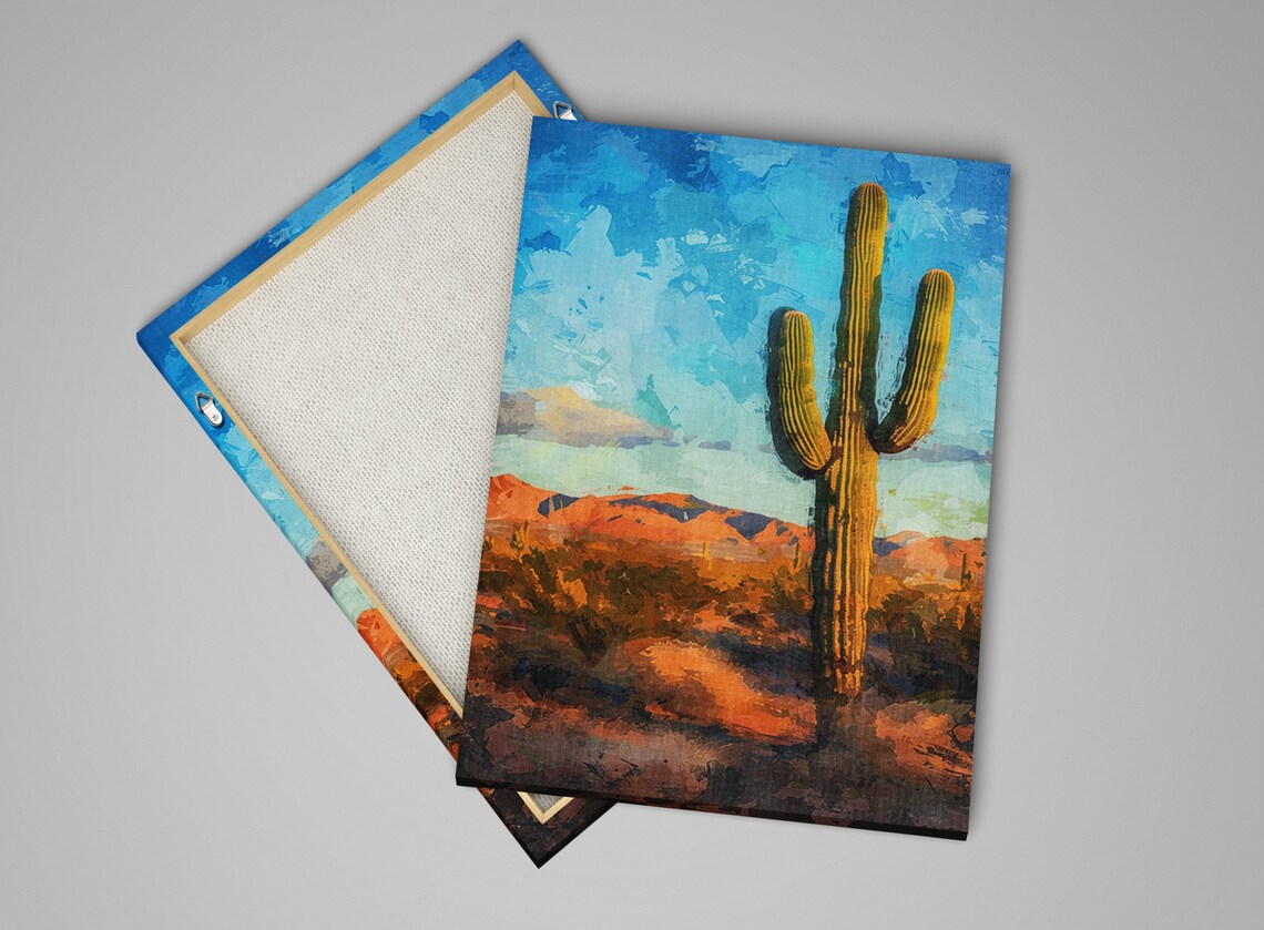 Solitude Sentinel Saguaro Cactus Painting Print - Image 4