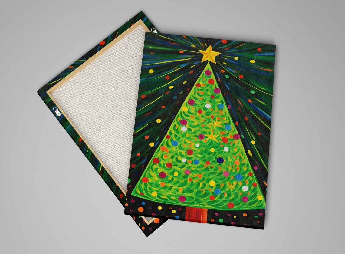 Festive Spectrum Christmas Tree Radiant Starburst Colorful Art Poster - Image 5