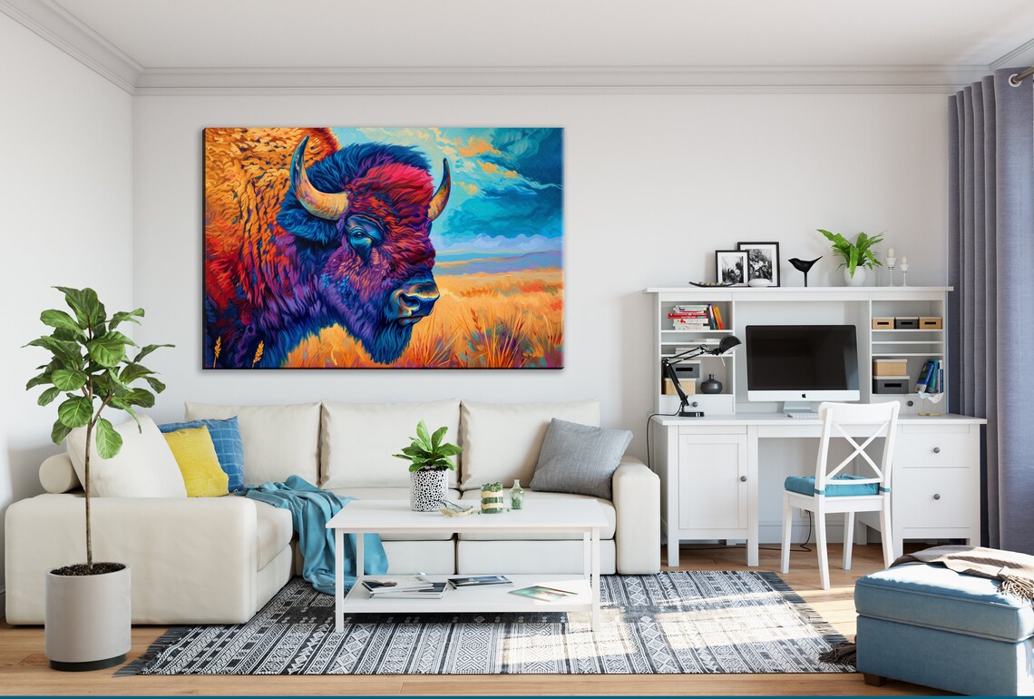 Colorful Bison Majesty, Prairie Wildlife Art Print - Image 2