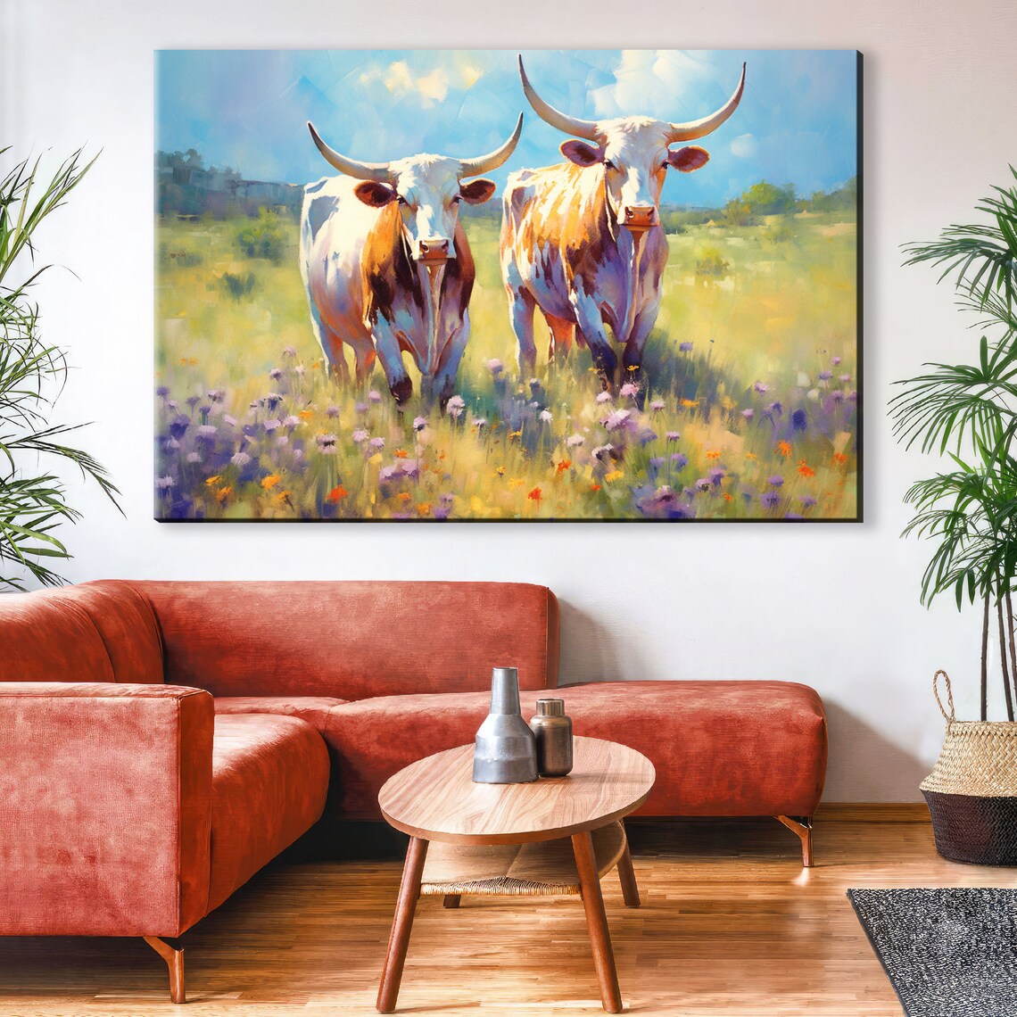 Texas Longhorn Texas Pride Western Painting Art Print - Image 2