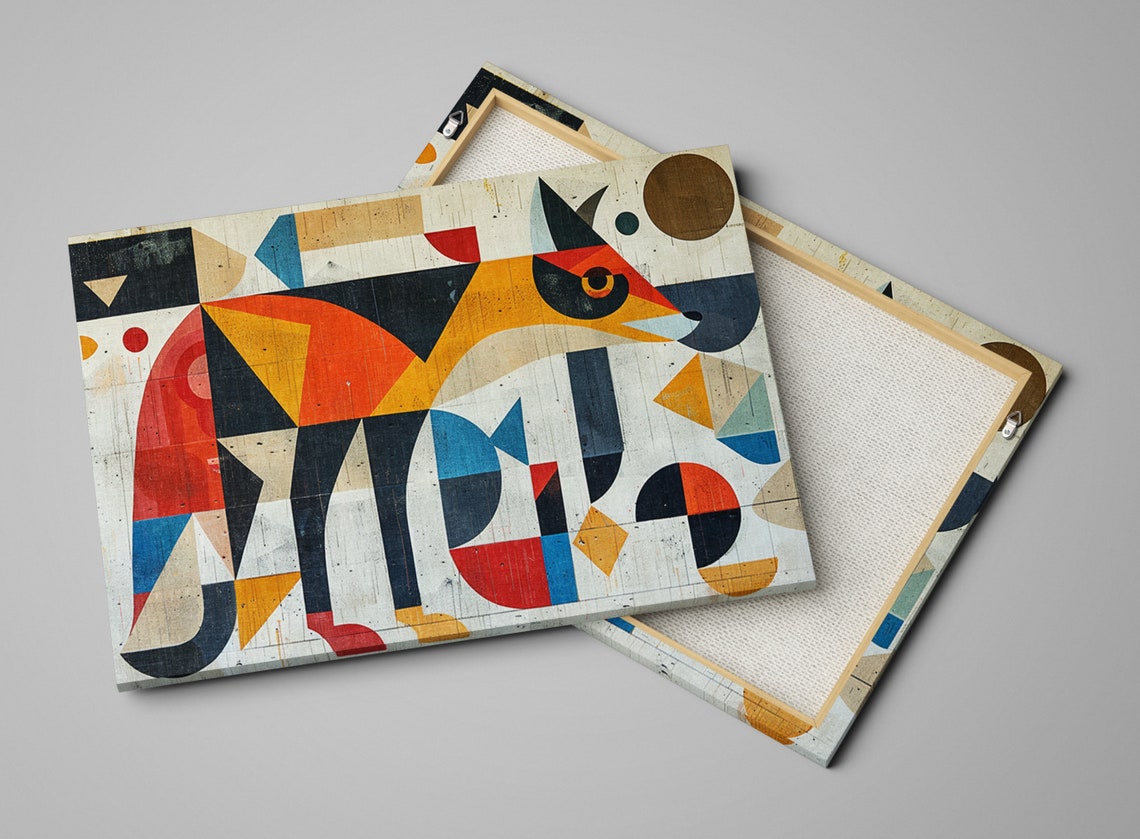 Cubist Coyote Profile Mid Century Modern Abstract Geometric Art Poster - Image 3