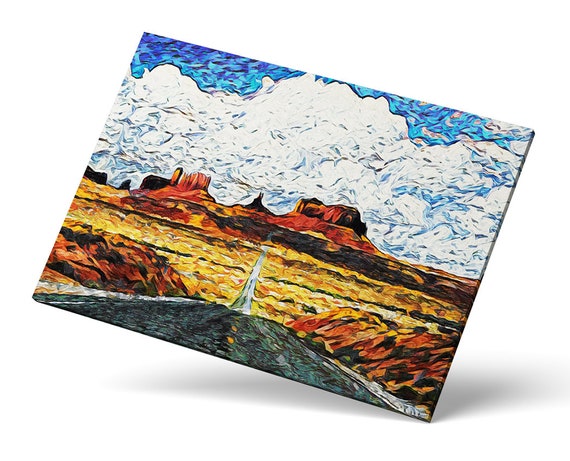 Desert Highway Southwest Art Beautiful Landscape Painting Desert Scenery Wall Art Impressionist Art