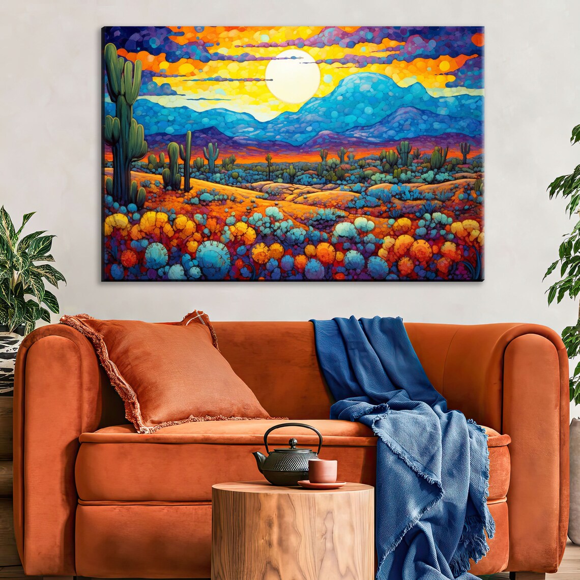 Arizona Desert Southwest Landscape Robotic Expressionism Western Wall Art Painting Print Large - Image 3