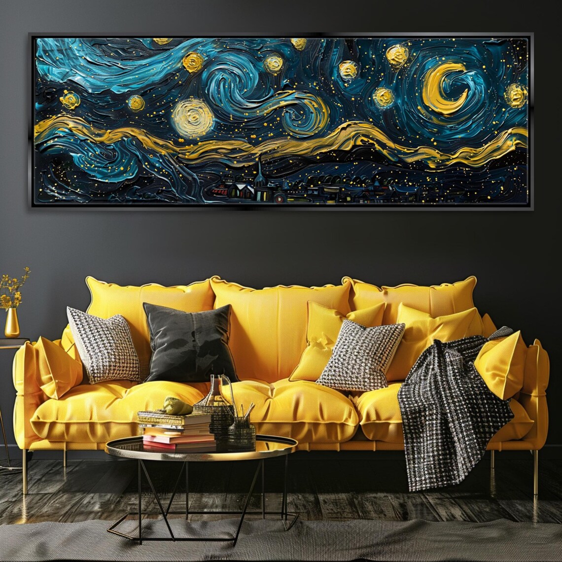 Van Gogh-Inspired Starry Night Landscape Art Print