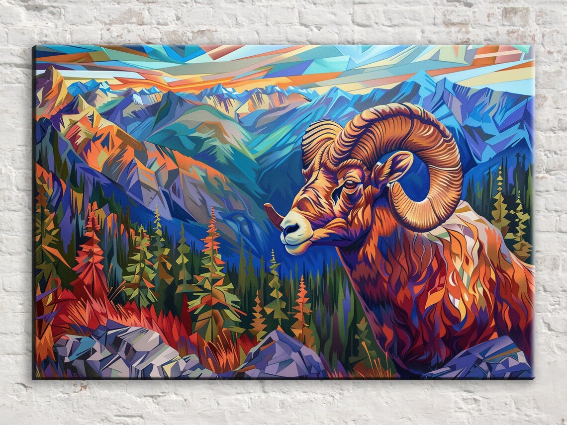 Bighorn Sheep WPAP Style Landscape Art Print