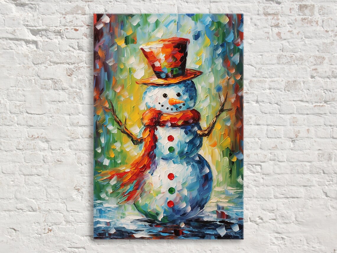 Christmas Season Snowman Festive Wall Art Print