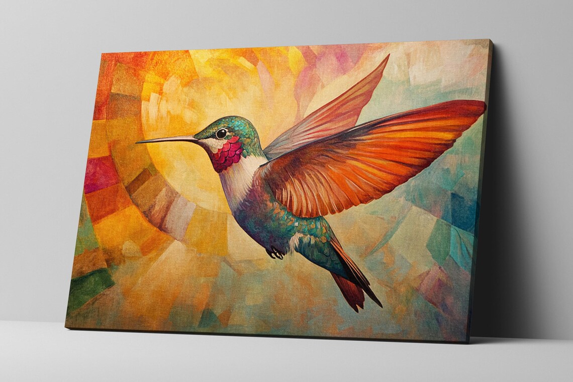Art Deco Hummingbird Art Print, Bird Lover Decor - Image 3