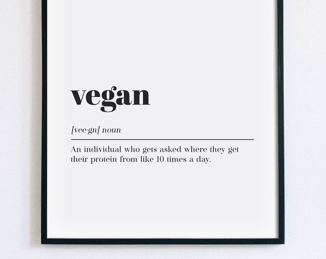 Vegan Definition Funny Dictionary Style Quote Poster Kitchen Art