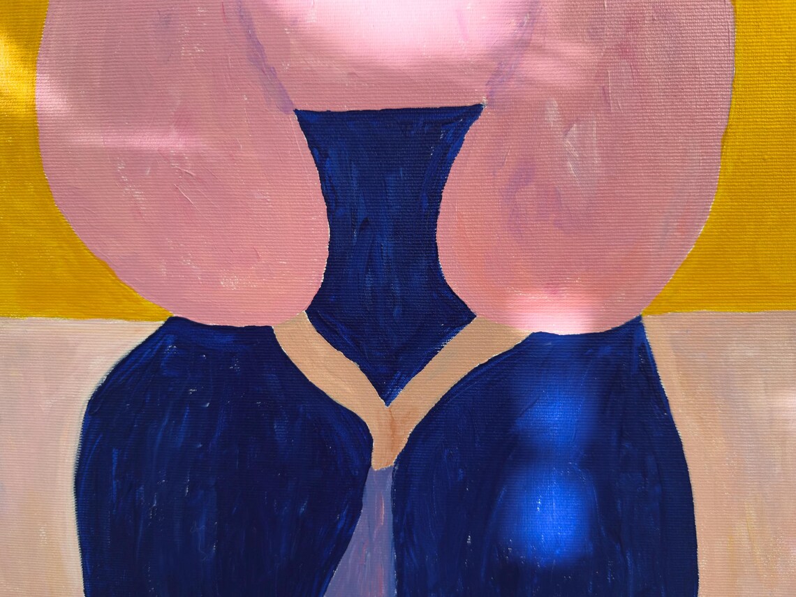 Geometric Woman in Pink Sweater Minimalist Abstract Art Poster - Image 3