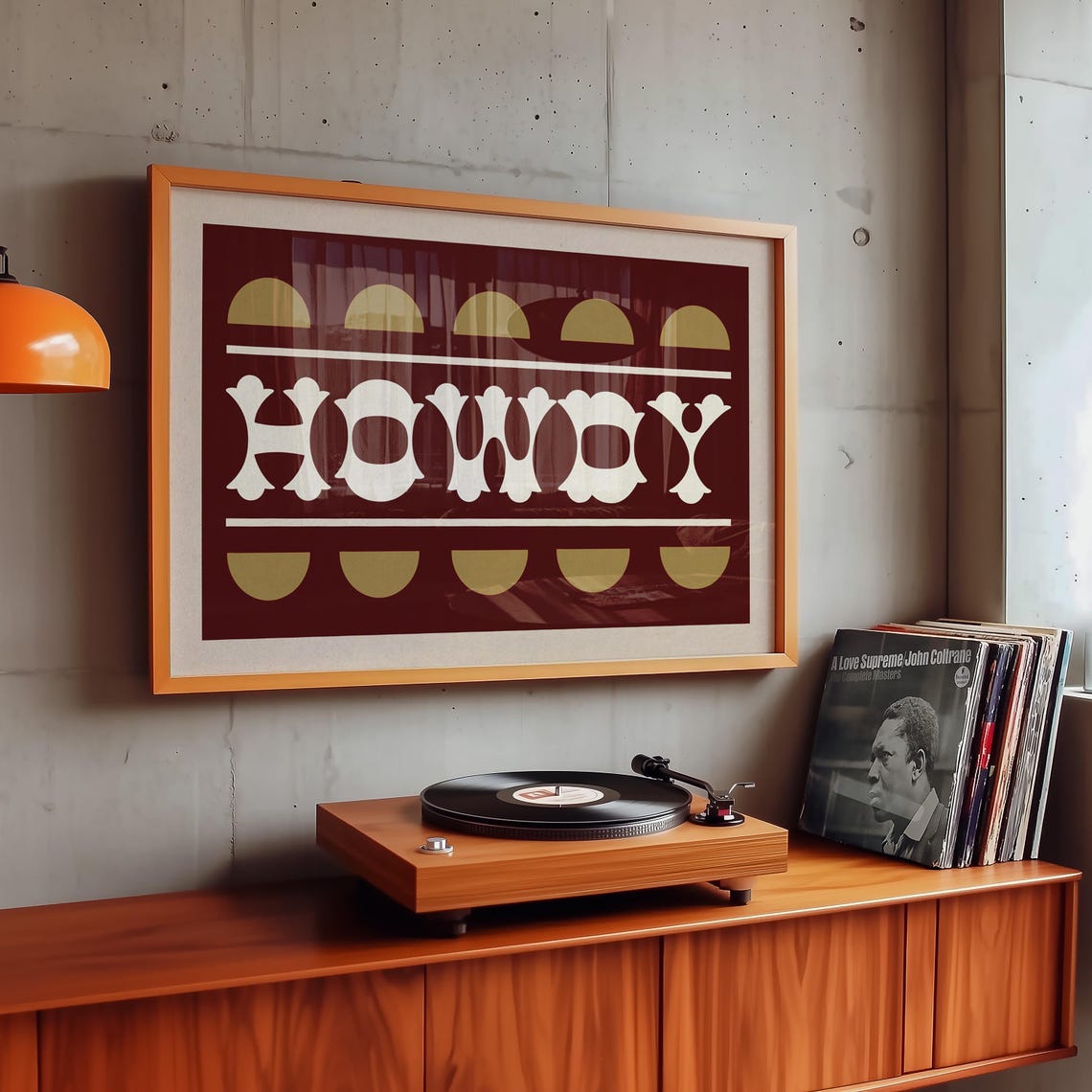 HOWDY Western Typography Maroon Gold Vintage Southern Wall Art Poster - Image 3