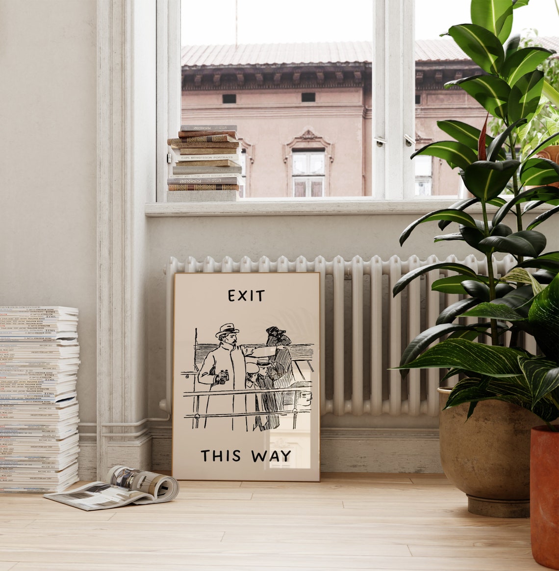 Exit This Way Vintage Sailor Sketch Poster Funny Direction Sign - Image 3