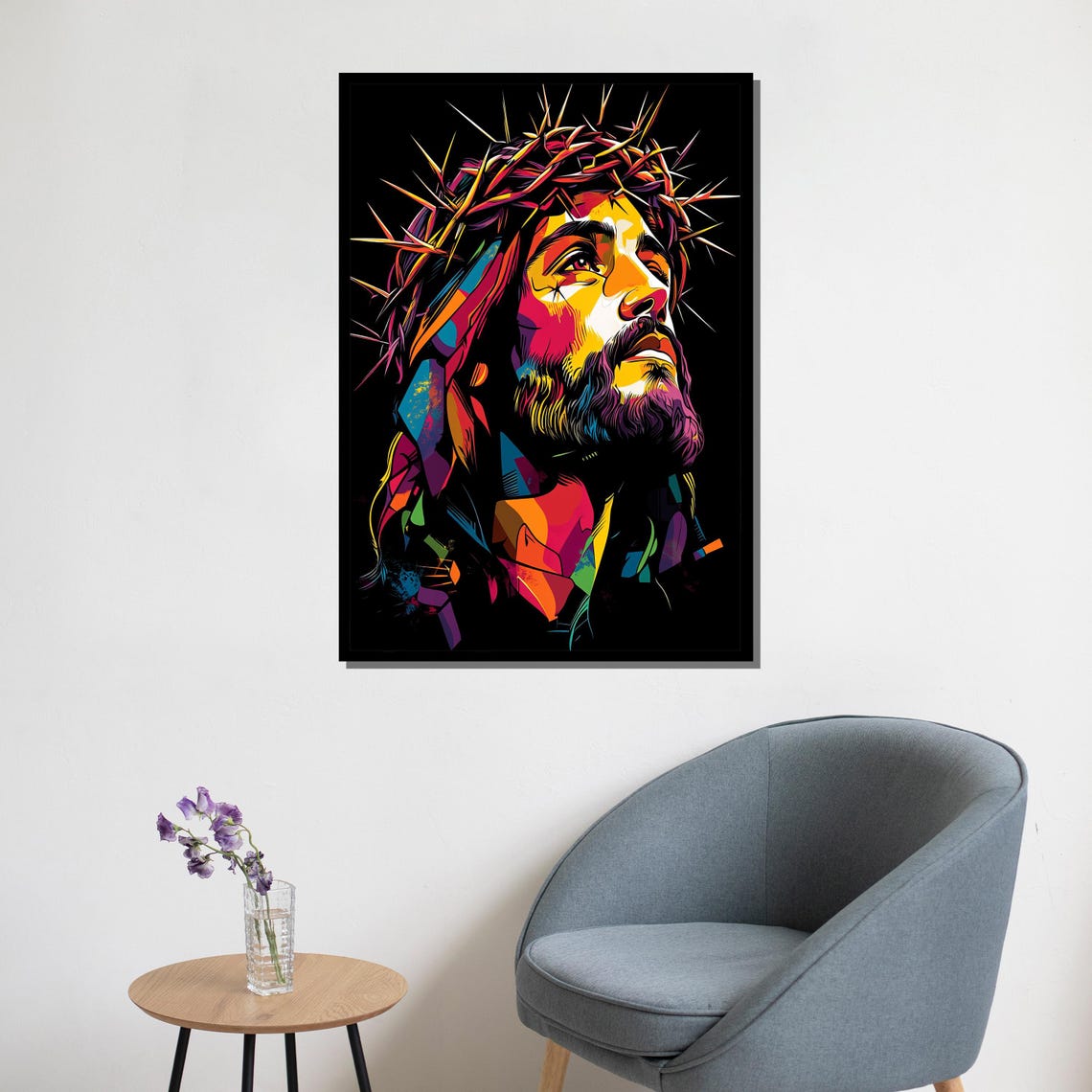 Colorful Pop Art Jesus Crown Of Thorns Modern Portrait Wall Poster - Image 5