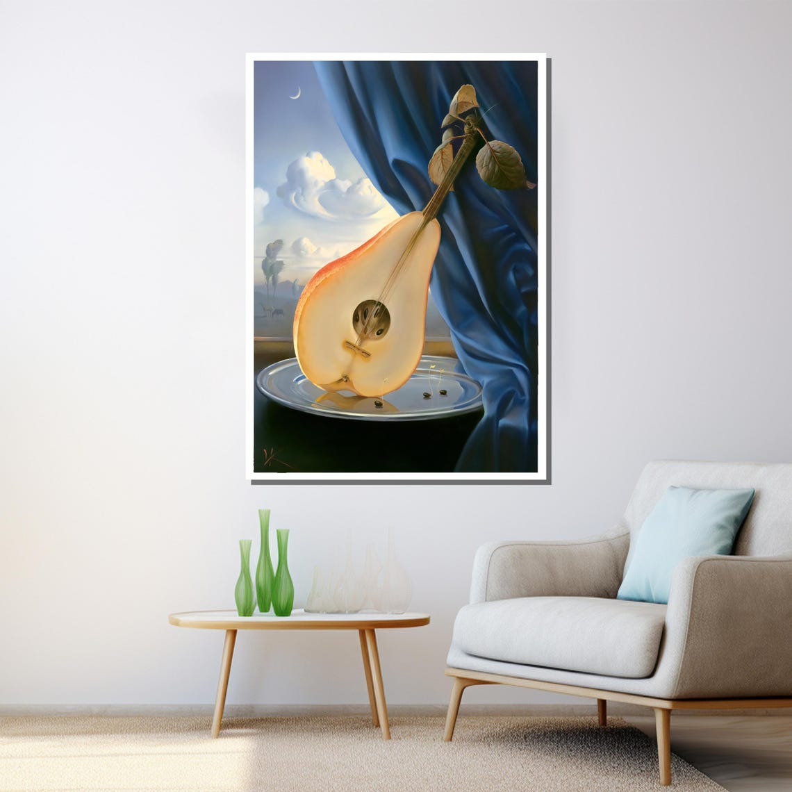 Morteza Katouzian Pear Guitar Musical Still Life Surreal Art Poster - Image 3