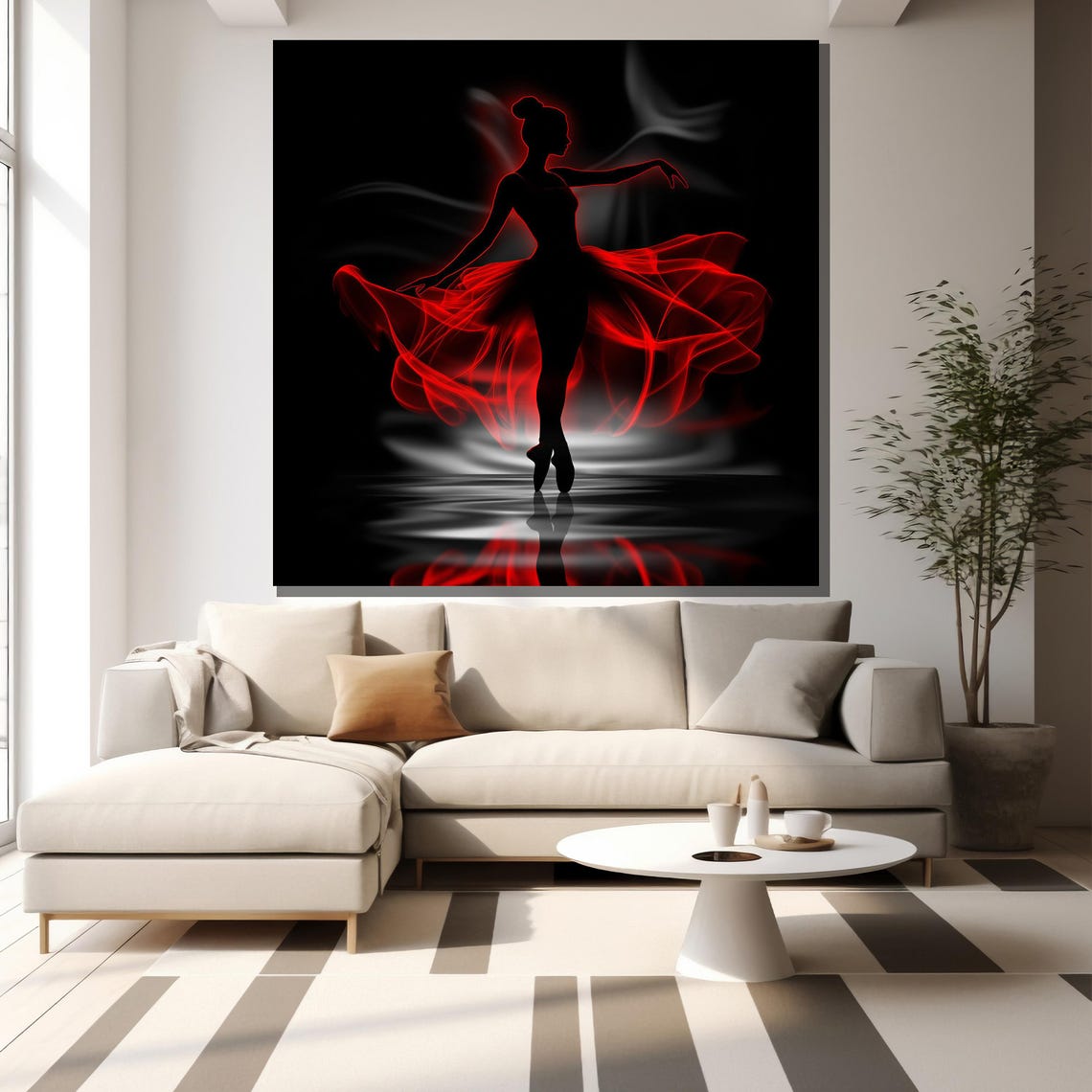 Ballerina Silhouette With Flowing Red Smoke Tutu Dramatic Poster - Image 2