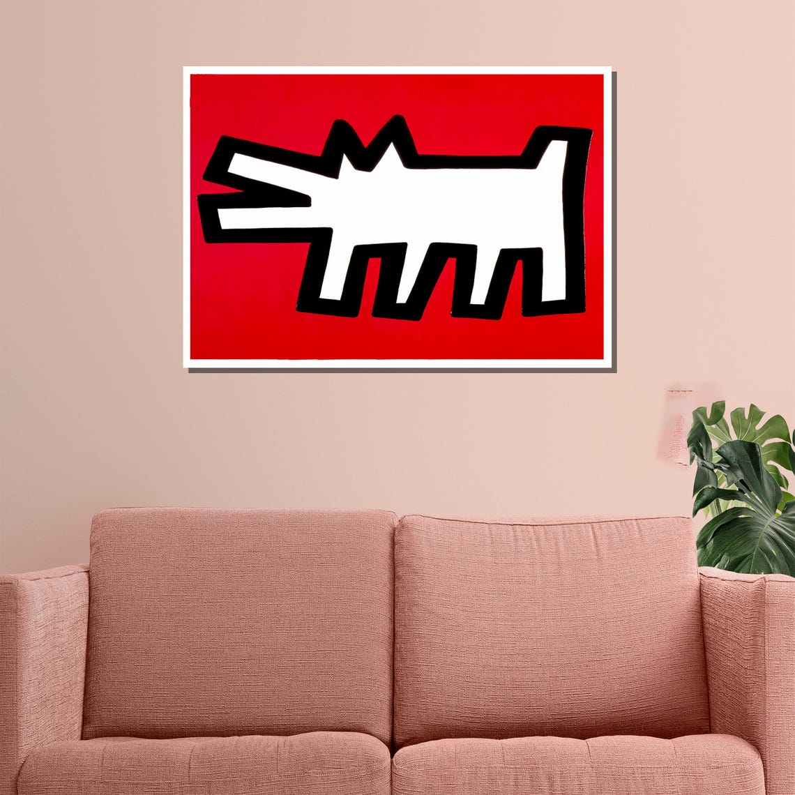 Bold Red And White Dog Pop Art Modern Wall Art With Graphic Design For Home Decor Or Gift - Image 3