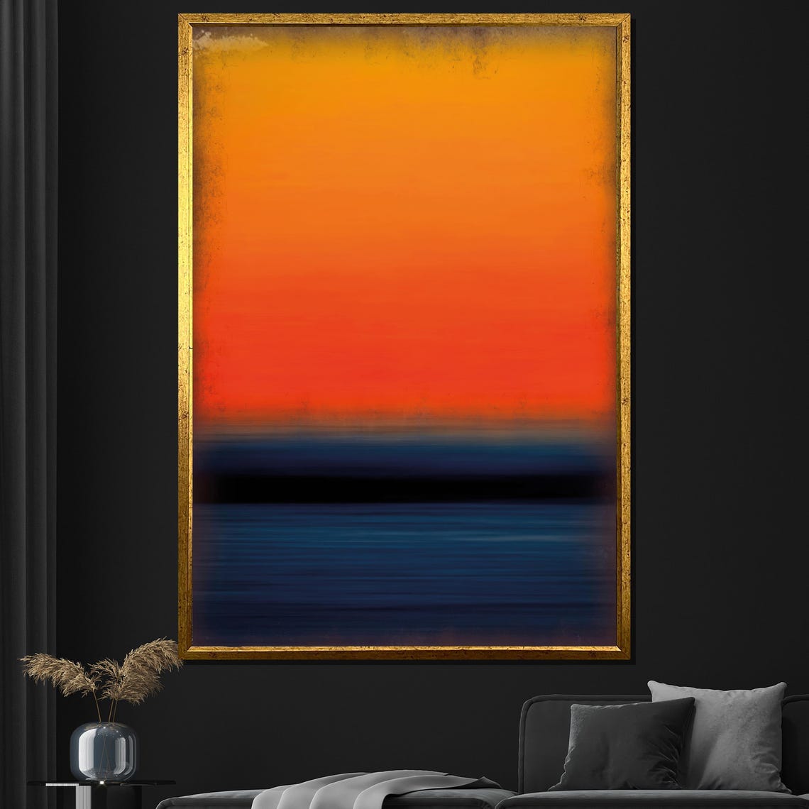Mark Rothko Painting Sunset Orange And Blue Abstract Art Modern Wall Decor Mid Century Gift Large Artwork