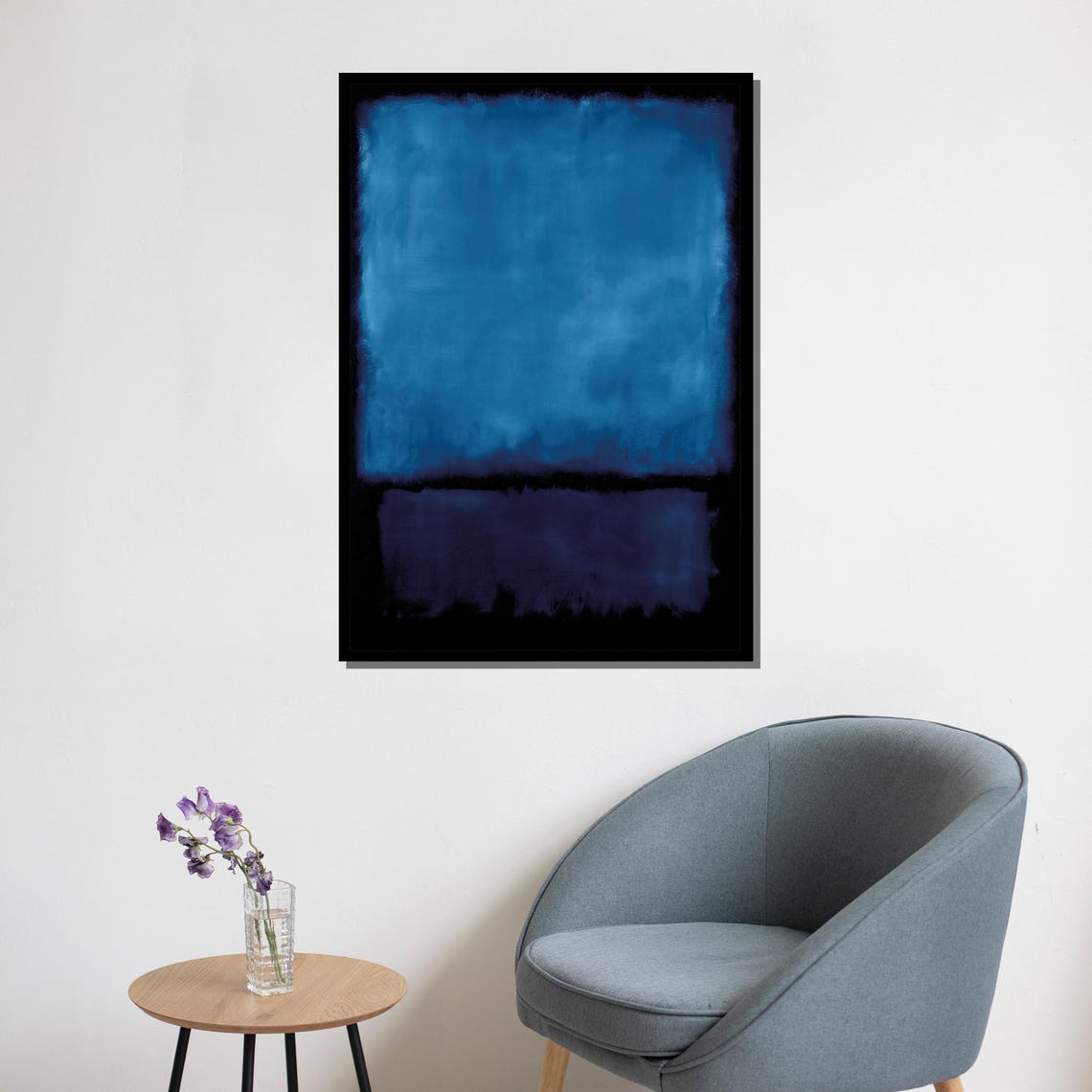 Mark Rothko Style Midnight Blue Layers Fading To Black Art Poster - Image 5