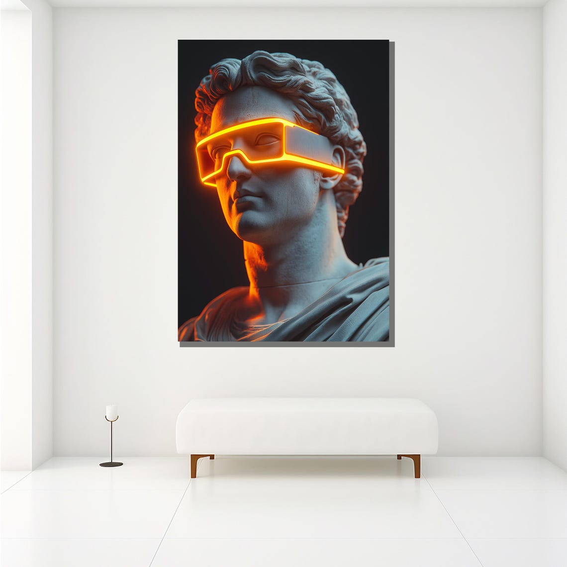 Greek Bust Statue Wearing Glowing Neon Glasses Modern Wall Poster - Image 2