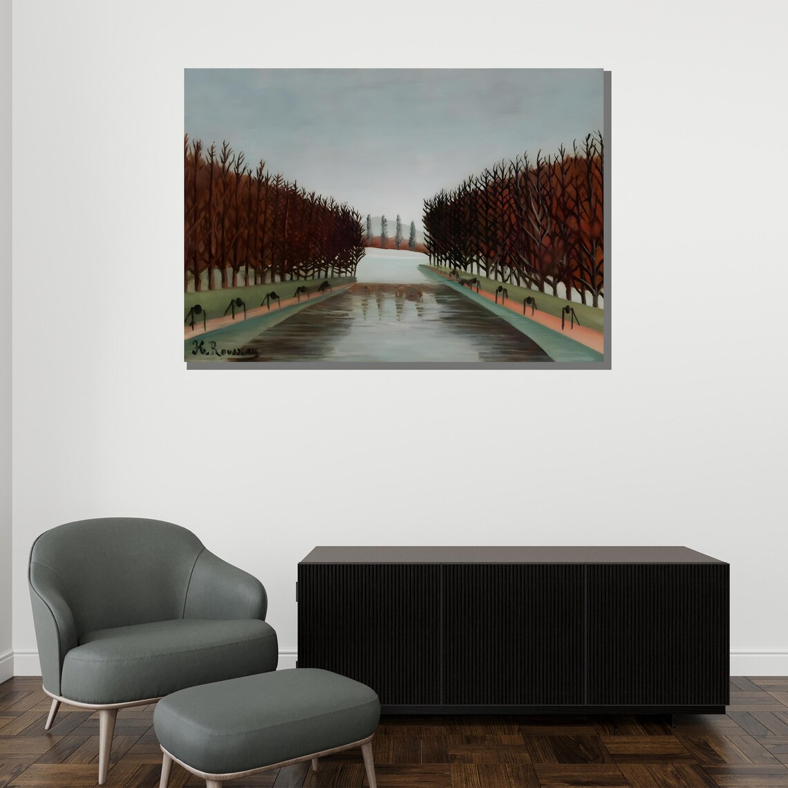Henri Rousseau The Alley Tree Lined Canal Path Walkers Naive Poster - Image 2