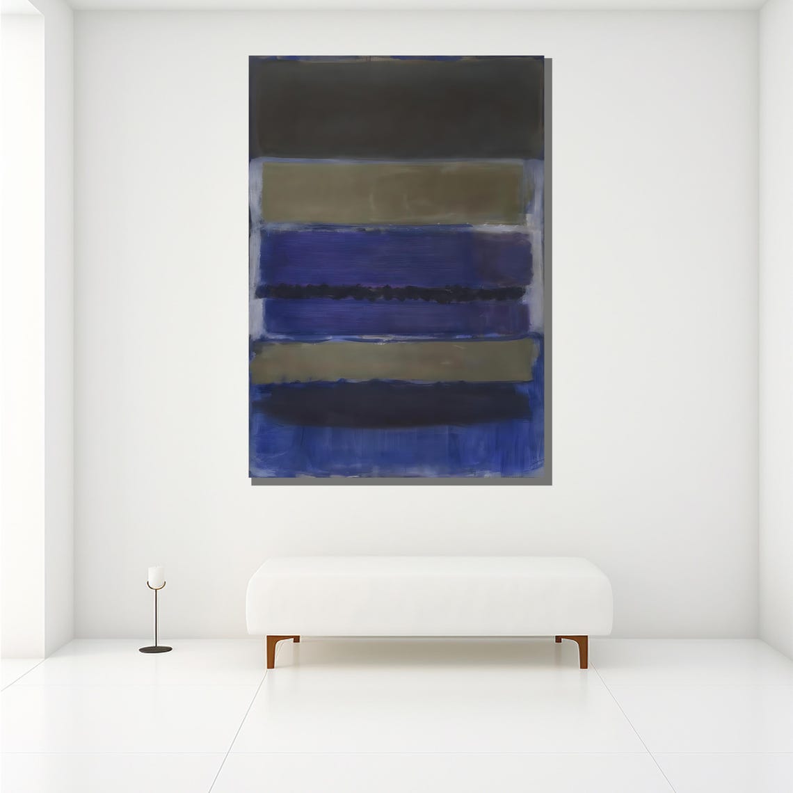 Mark Rothko Style Horizontal Gray Tan And Blue Bands Abstract Poster - Image 2