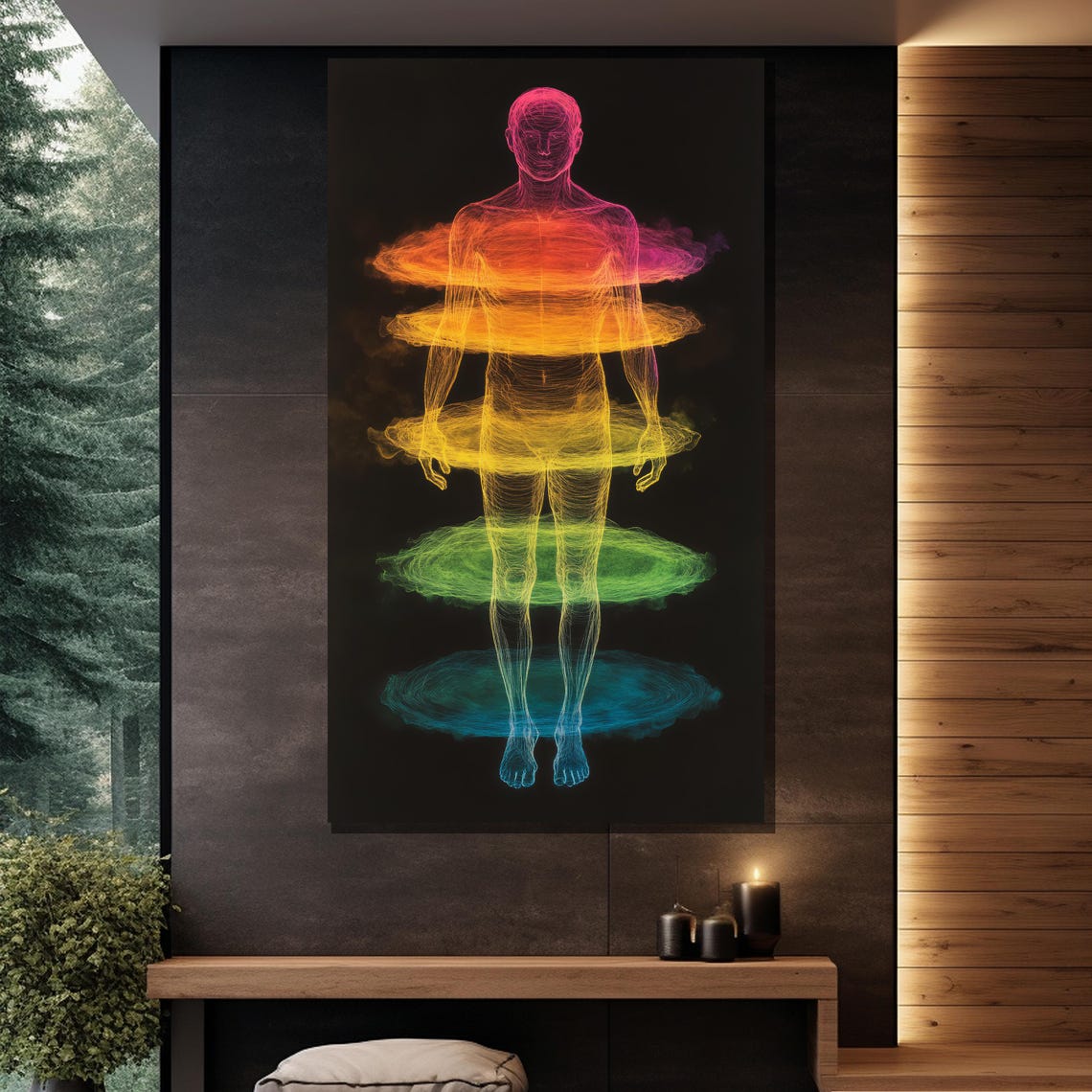 Rainbow Chakra Energy Human Body Aura Spiritual Art Wall Poster - Image 2