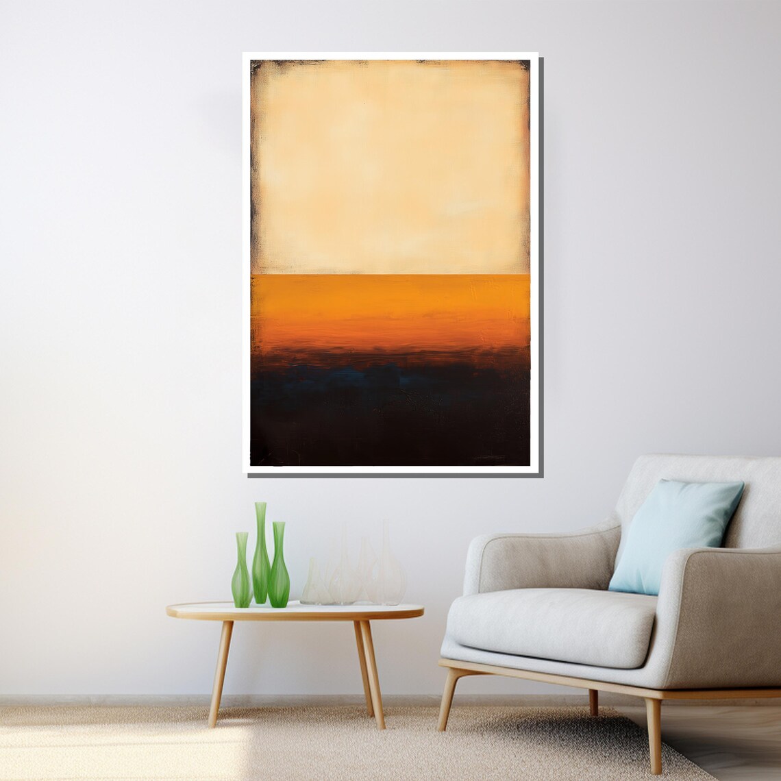 Mark Rothko Painting Beige Orange And Black Abstract Artwork Modern Art Gift For Wall Decor - Image 3