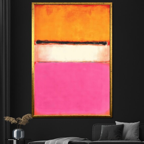 Mark Rothko Painting Pink Orange And White Abstract Art Modern Wall Decor Mid Century Gift Large Artwork