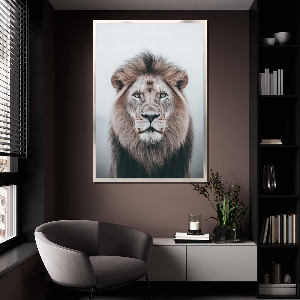 Majestic Lion Head Study Soft Light Elegant Wildlife Art Poster - Image 4