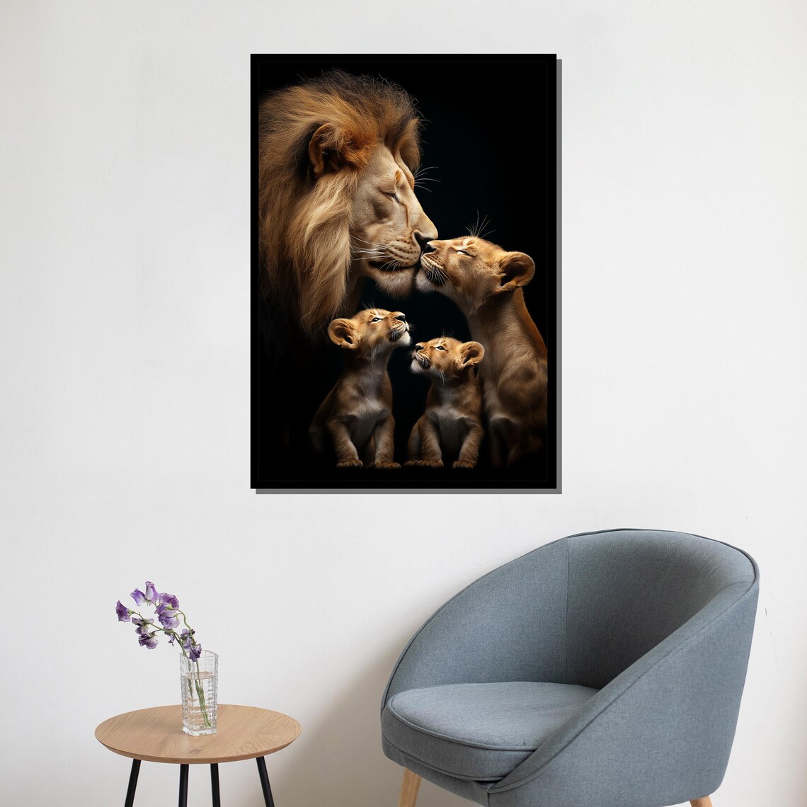 Lion Family Tender Father Cubs Heartwarming Wildlife Wall Art - Image 5