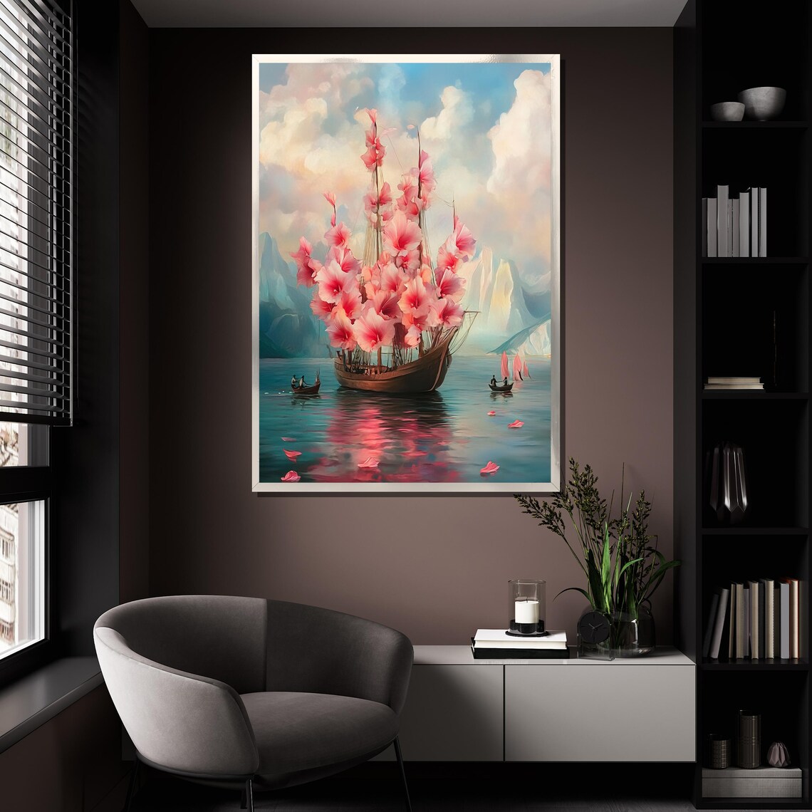 Sailing Ship With Flower Sails, Surrealist Art Print - Image 4