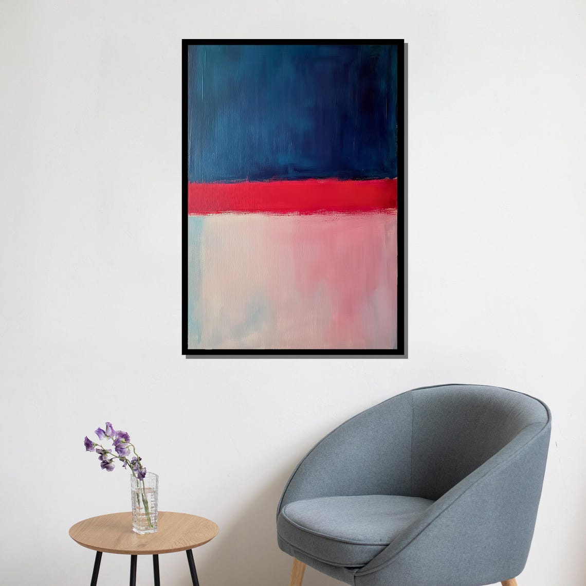 Mark Rothko Gentle Blue Red Pink Soft Color Field Abstract Print - Image 5