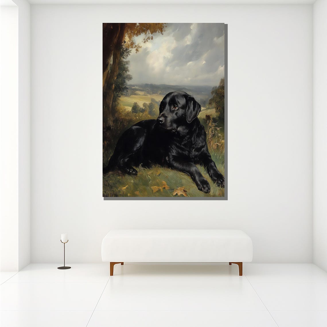 Black Labrador Countryside Classic Resting Dog Landscape Wall Art - Image 2